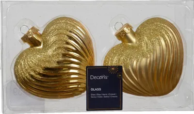 Productafbeelding van Hart glas L9,8b4h9,5 cm goud 2 st Decoris