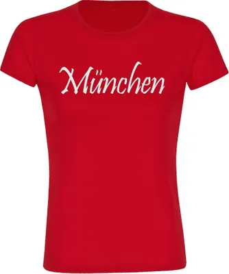 Produktbild von multifanshop Damen T-Shirt - München rot - Schriftzug, rot, Größe 3XL