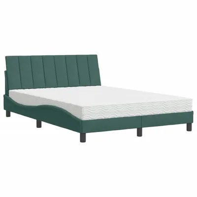Produktbild von Bett mit Matratze "Hanko" Dunkelgrün 120x200 cm Samt