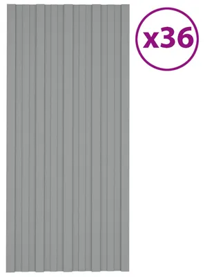 Obrázok produktu pre vidaXL Strešný panel, 36 ks, sivý, 100 x 45 cm, pozinkovaná oceľ