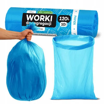 Müllsäcke Papier 120L 10 Stück blau – reißfest Abfallsäcke für Mülltrennung Recycling
