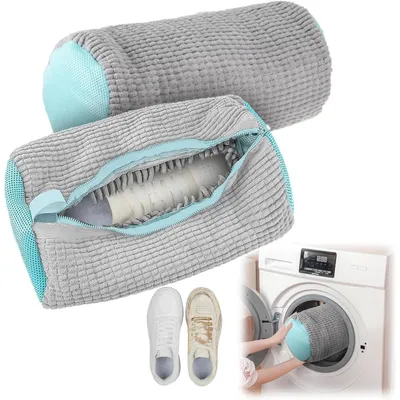 Produktbild von Schuhwaschbeutel 2 Stück Grau Reißfest mit Reißverschluss und Hakendesign