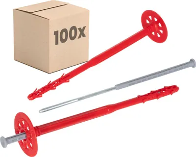 Produktbild von PROTEKTOR Dämmstoffdübel 100 Stück Ø10x220mm mit Stahlnagel für WDVS und Fassadendämmung, ETA-e Schlagdübel Fassadendübel Tellerdübel für alle Nutzungskategorien