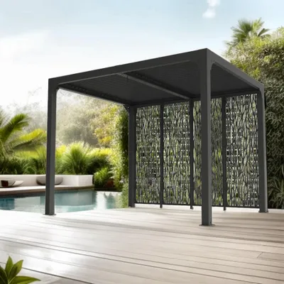 Image de Pergola bioclimatique 7.20m² gris anthracite - Habrita - PER2430MBI -
