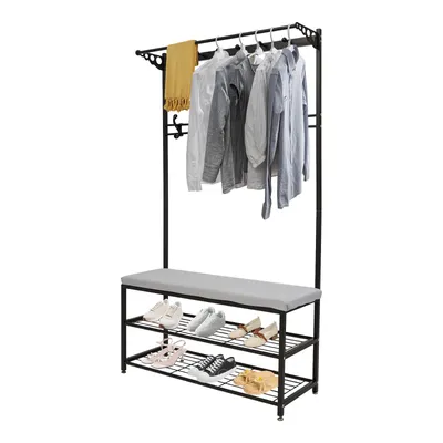 Produktbild von Kleiderständer mit Haken, Freistehend Multifunktionaler Kleiderständer mit Schuhregal