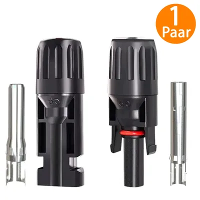 Produktbild von ORSEM Photovoltaik Anlagen Solarstecker 1000V PV Stecker & Kupplung IP68 für Solarkabel 4mm² und 6mm² Schwarz - 1x Paar Solarstecker und Buchse