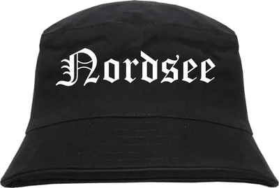 Produktbild von Nordsee Fischerhut - Altdeutsch - bedruckt - Bucket Hat Anglerhut Hut Schwarz S/M