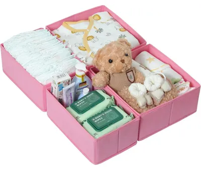 Produktbild von Schubladen Organizer 4er Set Rosa für Kleiderschrank 50x58 cm, Faltbar, Aufbewahrungsboxen