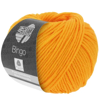 A ball of orange yarn on a white background.