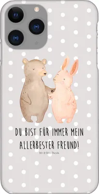 Produktbild von Mr. & Mrs. Panda Iphone 11 Pro Handyhülle Bär und Hase Umarmen - Grau Pastell - Geschenk, für Immer, Beste Freundin, Handy Case, Premium Kunststoff, BFF