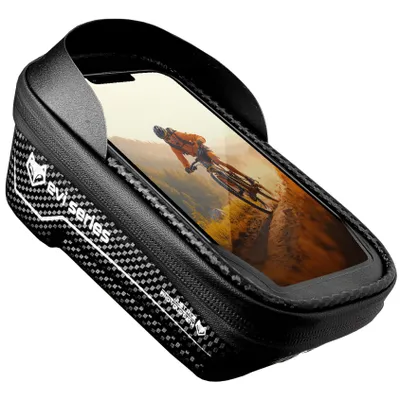 Produktbild von Fahrradtasche Rahmentasche wasserdicht, Handyhalterung bis 6,9 Zoll, 1,5L Hardcase Oberrohrtasche, ultraleicht 142g, EVI BIKE Flow+ M, Schwarz