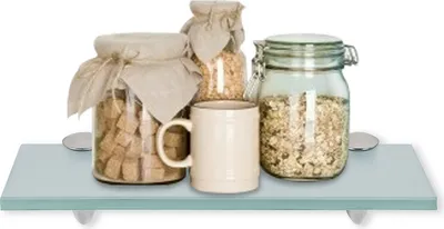 Immagine prodotto di Fiqops mensola in vetro Mensola in vetro ideale per il bagno, la doccia e la decorazione moderna con supporto in acciaio inox 8 mm 40x10 cm in vetro smerigliato