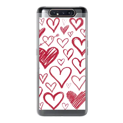 Produktbild von MuchoWow® Handyhülle Schutzhülle Hülle für Samsung Galaxy A80 Eine Illustration mit mehreren Herzen auf weißem Hintergrund Silikon Softcase Handy Hülle - Schutzdeckel