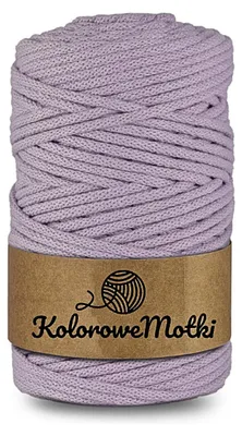 Zdjęcie produktu dla KoloroweMotki | Sznurek bawełniany z rdzeniem 100m 3mm Liliowy | Idealny do rękodzieła, makramy, na torebki, dywany, prac artystycznych