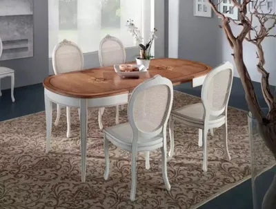 Produktbild von Italienische Möbel Designer Holz Tisch Sitz Polster Ess Zimmer 4x Stühle