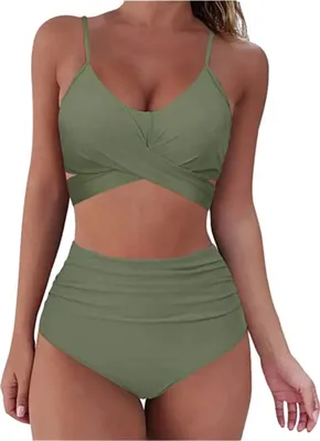 Produktbild von Bikini Damen Set Push Up Crossover Grün S