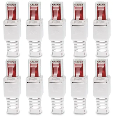 Produktbild von Netzwerkstecker Cat 6 RJ45 Stecker 10x Steckverbinder werkzeuglos Zugentlastung