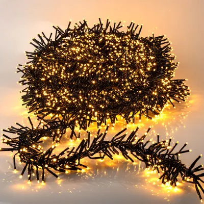 Produktbild von Ultra Cluster Lichterkette extra dicht mit Timer und 8 Funktionen - 4800 LED | 12 M - Büschellichterkette warm weiß für Außen und Innen mit Netzstecke