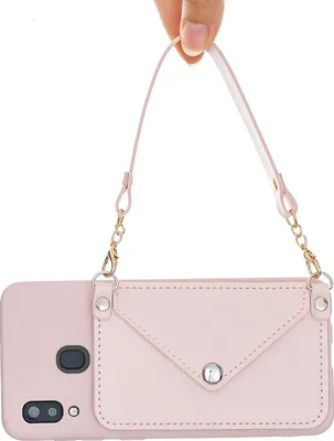 Productafbeelding van Telefoonkoffer voor HUAWEI Y5 2018/2019/Y6 2019/Y7 2019/PSMART Z/Y9 2019, met kaarthouder en handkoord, roze