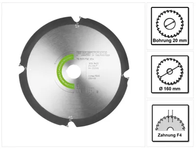 Obrázek produktu pro Diamantový pilový kotouč Festool ABRASIVE MATERIALS DIA 160x1,8x20 F4
