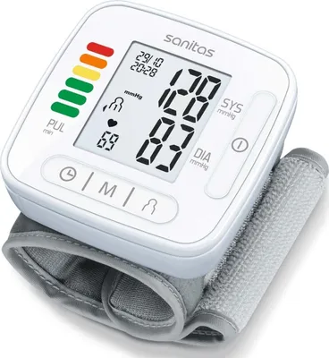 Obrázok produktu pre Zápästný tlakomer Sanitas SBC 22 (plne automatické meranie krvného tlaku a pulzu, funkcia upozornenia na možnú srdcovú arytmiu)