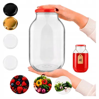 Obrázok produktu pre 4-litrová sklenená nádoba na marmeládu s vekom, sklenená nádoba na kompot s vekom, priemer 100