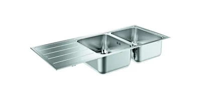 Produktbild von GROHE K500 80-S, Aufsatzwanne, Rechteckig, Edelstahl, Edelstahl, 2 Becken, Rechteckig