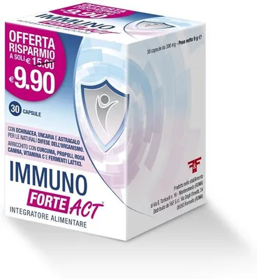 Produktbild von IMMUNO FORTE ACT Nahrungsergänzungsmittel für Immunsystem & Abwehrkräfte mit Vitamin C, 30 Kapseln