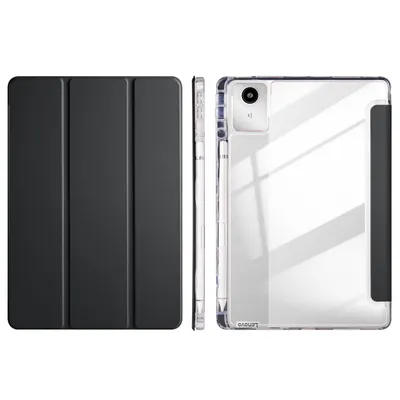 Produktbild von CLM-Tech Hülle mit Stifthalter für Lenovo Idea Tab 11 Zoll 2025 - Standfunktion, Magnetverschluss, Auto Schlaf/Wach Funktion - schwarz transparent