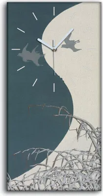 Produktbild von Wandbild Leinwand Bilder mit Uhr 30x60 Gemälde Fluss Winter Schnee Vögel Kunst - weiße Hände