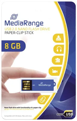 Zdjęcie produktu dla MediaRange MR975, 8 GB, USB Typu-A, 2.0, 14 MB/s, Bez zatyczki, Niebieski