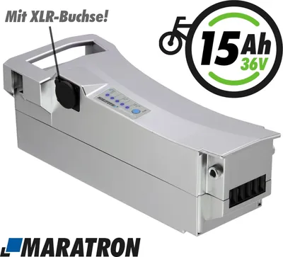 Produktbild von Maratron Ersatz-Akku 36V 14,5Ah silber mit XLR-Buchse für Gazelle Impulse, DerbyCycle, Raleigh, Kalkhoff E-Bikes