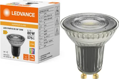Produktbild von Ledvance LED Glas Reflektor PAR16 6,1W = 80W GU10 575lm Warmweiß 2700K 36° Ra>90 DIMMBAR