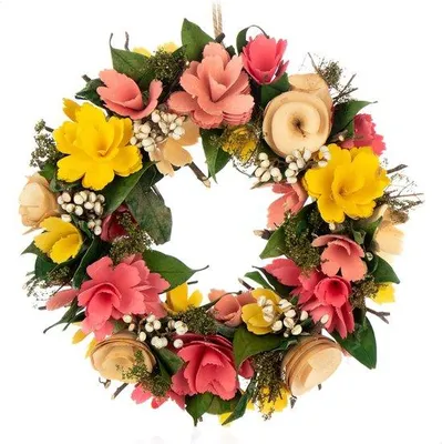 Productafbeelding van Famanu Turksroos houtbloemen - Decoratieve tafelkrans