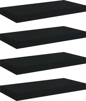 Immagine prodotto di vidaXL Mensole sospese 4 pezzi nero 50x23x3,8 cm MDF