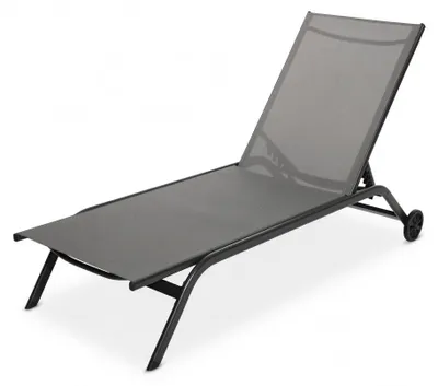 Produktbild von di volio Sonnenliege MEAPOL – grau, klappbare Gartenliege mit Rollen, wetterfest & verstellbar, ideal für Garten und Terrasse