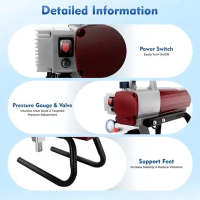 Immagine prodotto di Spruzzatore a pressione aria zero professionale - Motore da 1,8 kW - Tubo da 13 metri - Elettrico