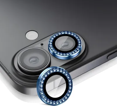 Produktbild von Kamera Linsenschutz Glas Set mit Schmucksteinen für Apple iPhone 17 Schutzglas Camera Linse Panzerfolie 9H Titan Blau