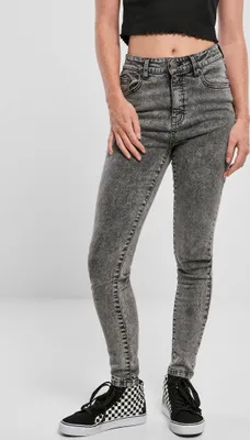Obrázek produktu pro Dámské džíny Urban Classics Ladies High Waist Skinny Jeans black heavy acid washed - 27/30