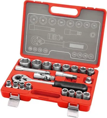 Produktbild von Gniazdo sześciokątne Extol Premium (6523), zestaw 21 elementów, 1/2", CrV