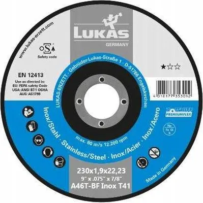 Produktbild von METALL-TRENNSCHEIBE 230 x 1,9mm INOX LUKAS