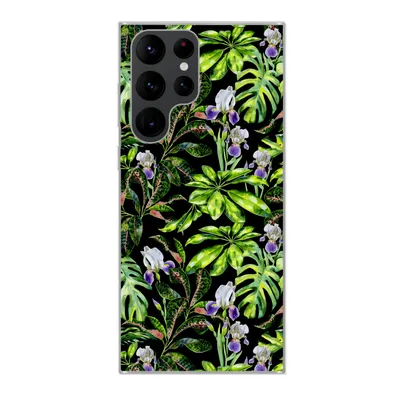 Produktbild von MuchoWow® Handyhülle Schutzhülle Hülle für Samsung Galaxy S22 Ultra Blume - Blätter - Muster Silikon Softcase Handy Hülle - Abbildung