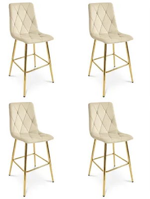 Productafbeelding van Stijlvol en elegant: Hoker Libra - Fluweel, beige kleur / Goudkleurige poten, 4 stuks