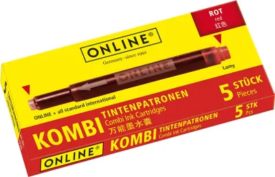Immagine prodotto di ONLINE® 17307/12 Tintenpatronen für Füller rot 5 St.