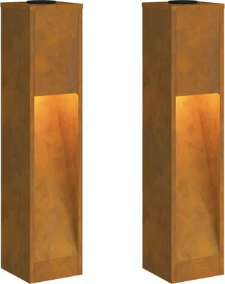 Image de Lumière de Chemin LED Solaire 2 pcs Bronze Acier patiné