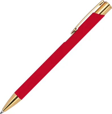 Produktbild von Kugelschreiber aus Metall / mit goldenen Applikationen / Farbe: rot