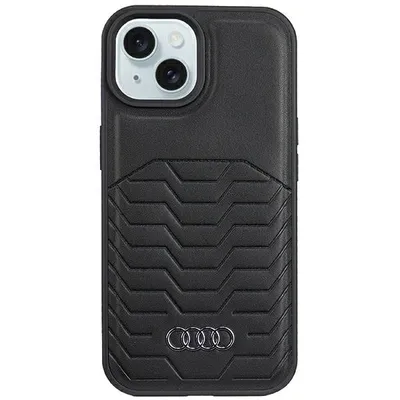 Produktbild von Audi Synthetic Leather MagSafe iPhone 15 / 14 / 13 6.1" schwarz hardcase AU-TPUPCMIP15-GT/D3-BK Schutzhülle