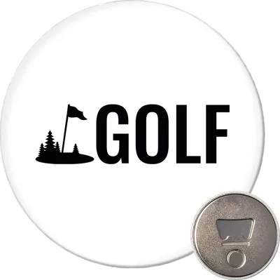 Produktbild von Huuraa Magnet Golf Schriftzug 59mm Kühlschrankmagnet rund Flaschenöffner Geschenkidee