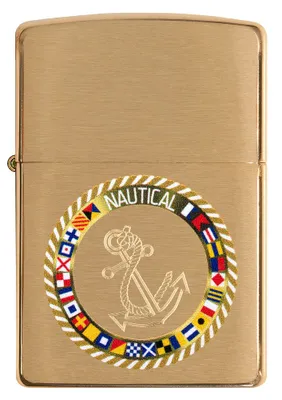 Produktbild von ZIPPO - Nautical Flags Design Brushed Brass - Gold Schifffahrt Seemanns Sturmfeuerzeug nachfüllbar Benzin 60005496