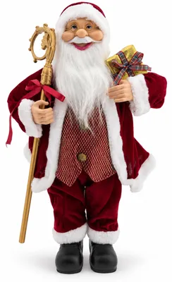 Obrázek produktu pro Benza – Santa Claus s hůlkou a dárky – 60 cm – Vínová barva a zlatá – Vánoční dekorace, stojící – 1 kus